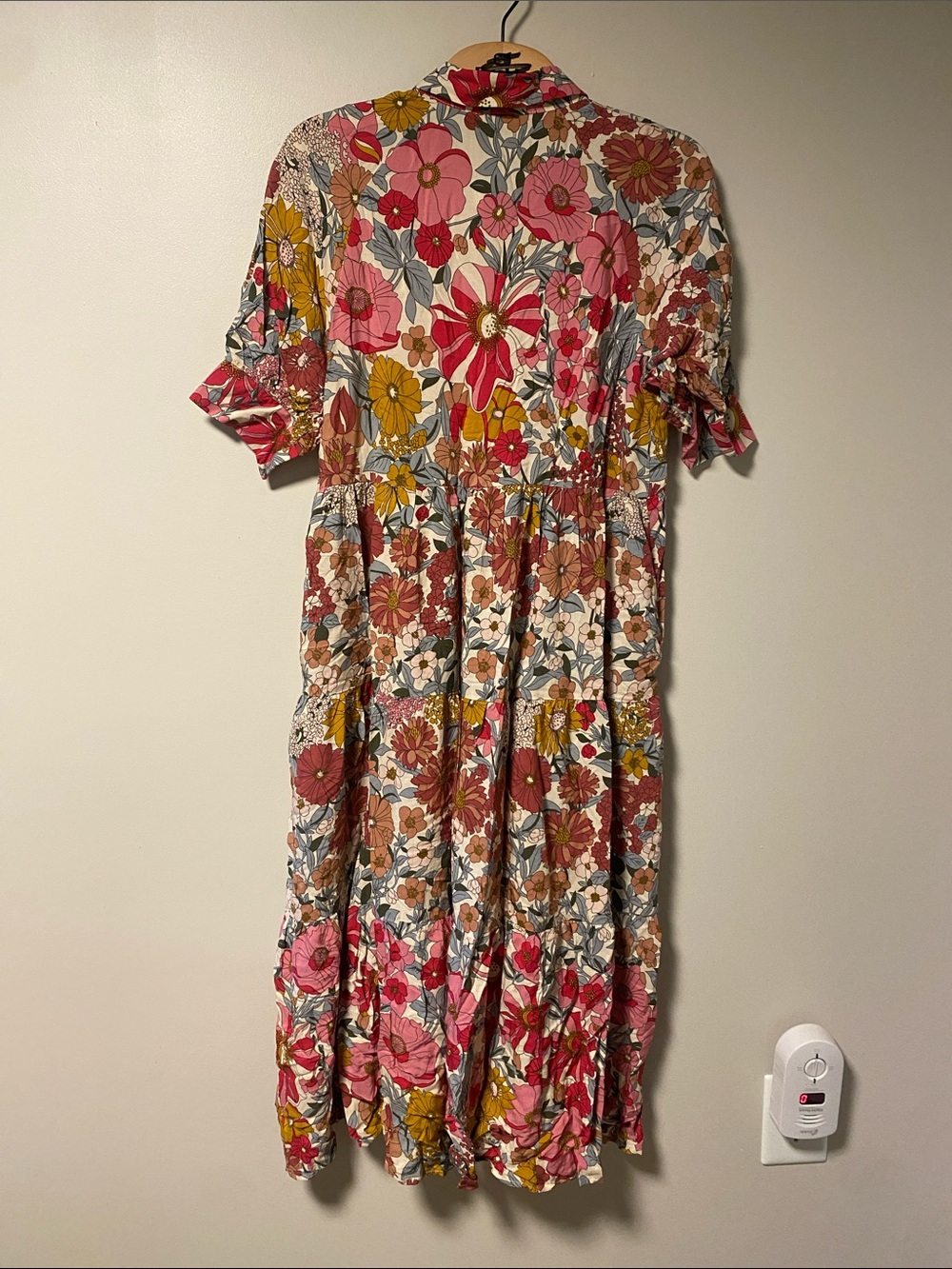 Floral Tiered Rebecca Dress in Pink, Rust & Mustard - Picture 4 of 4